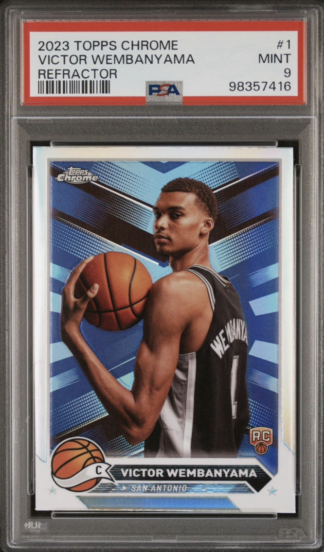 Carta PSA 9 de Victor Wembanyama refractor
